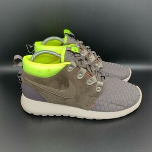 Nike Roshe Run Mid Newsprint Volt Running Shoes 615601-007 Men's Sz 7 Women 8.5